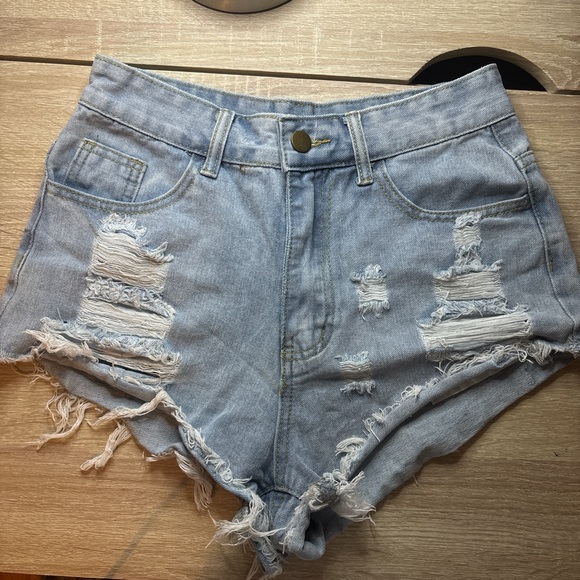 SHEIN Pants - SHEIN Blue Distressed Jean Shorts